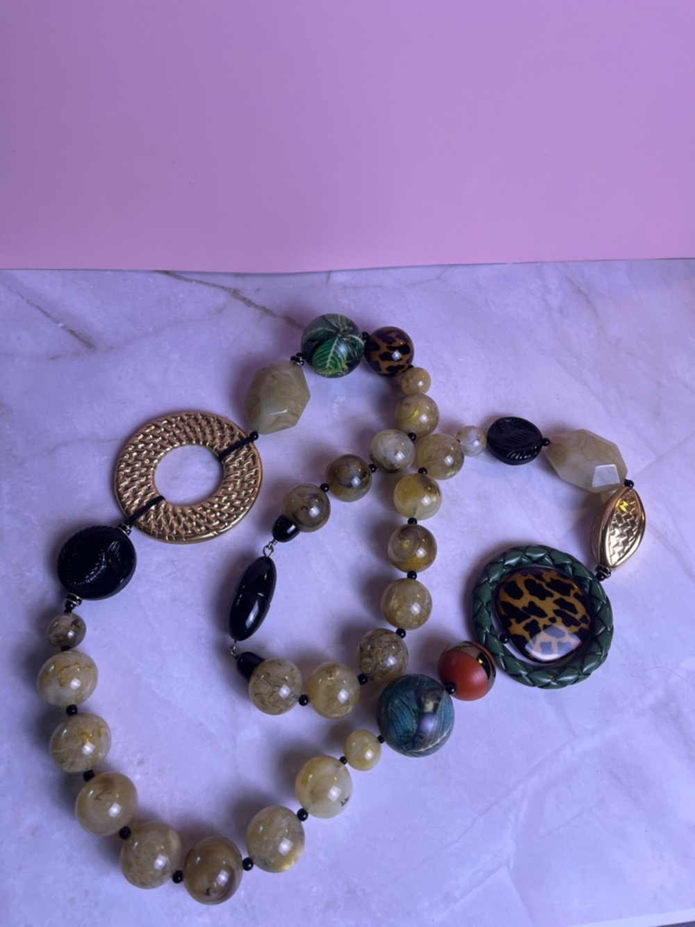 Vintage Angela Caputi Long Resin Necklace RARE HTF - Picture 2 of 15